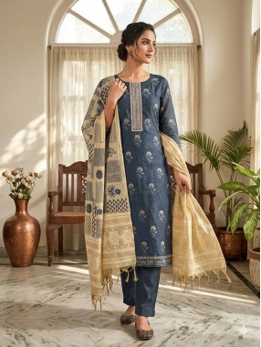 Chanderi Pita Zari Embroidered Unstitched Suit-50