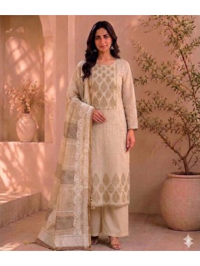 Chanderi Jamdani Embroidered Unstitched Suit-69