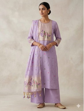 Chanderi Patani Embroidered Unstitched Suit-77