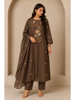 Premium Chanderi Katha work Suit set