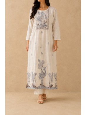Premium Chanderi Flamingo Katha work Suit set