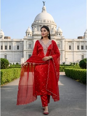 Crepe Silk Zardozi Embroidered Unstitched Suit-29