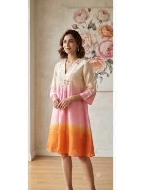 OMBRE SHADE MUSLIN DRESS