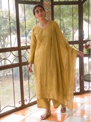 Cotton chikankari unstitch suit