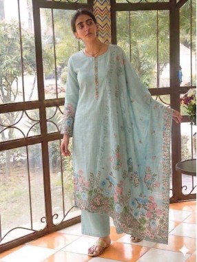 Tissue Silk Knot Embroidered Unstitched Suit-18