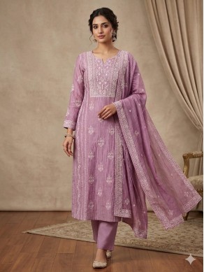 Mul Chanderi Unstitched Suit with Designer Dupatta