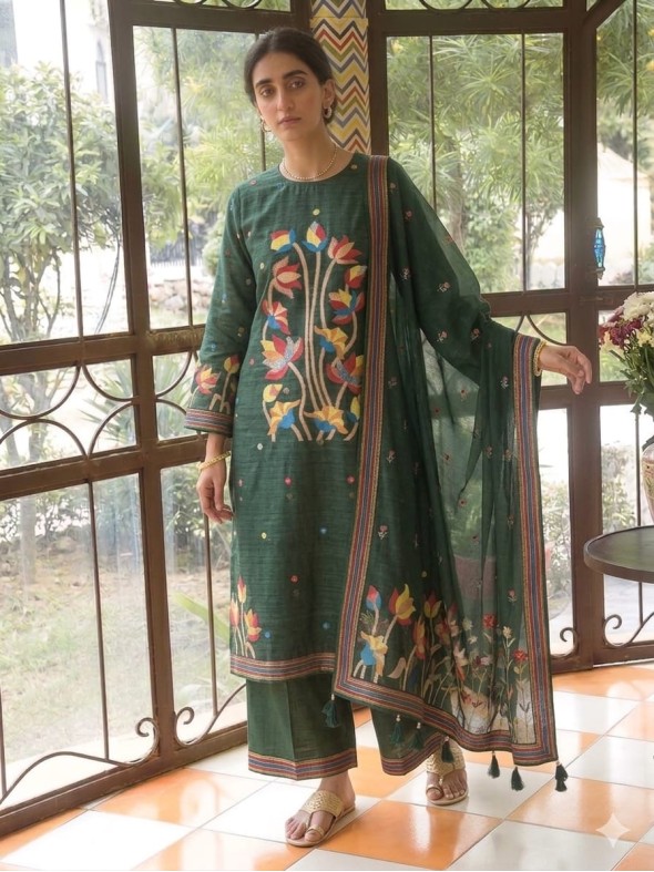 Jamdani Zardozi Embroidered Unstitched Suit-31