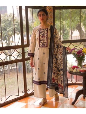Linen Printed Unstitched Suit-13