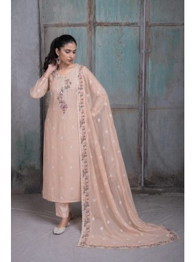 Kota Thread Pearl Embroidered Unstitched Suit-34