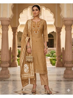 Chanderi Silk Embroidered Unstitched Suit-37