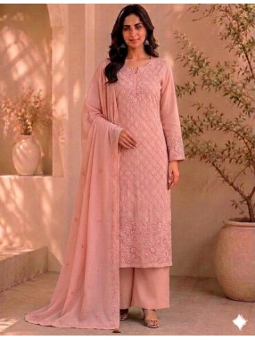 Cambric Cotton Chikankari Embroidered Unstitched Suit-66