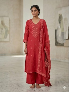 Cotton Chikankari Embroidered Unstitched Suit-75